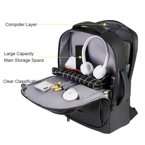 Laptop Backpack, Business Anti Theft Slim Sturdy Laptops Backpack with USB Charging Port, Water Resistant Travel Backpack Computer Bag Gifts for Men & Women Fits 15.6 Inch Notebook-Black