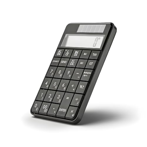 MC-56AG 2 in 1 Numeric Keypad & Calculator, 29 Keys Mini 2.4G USB Calculator with LCD Display, Switch by Pressing PCCal, Ideal for Office, Black