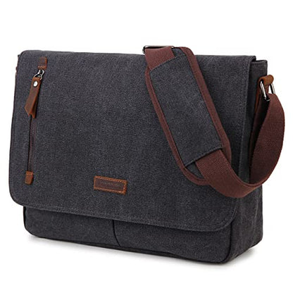 VX VONXURY Messenger Bag for Men, Canvas 14 Inch Laptop Briefcase Bag for Work Business and School,Gray - color: Grey-14 Inch