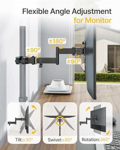 monTEK 2-in-1 Universal Laptop Pole Mount Tray for 10”- 15.6” Notebook or 17”-32” Monitor, Full Motion Laptop Mount with Removable 75/100mm VESA Plate, Fits 1.1”-2.4” Pole Diameter, Black - size: for Laptop
