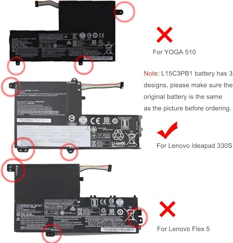 L15C3PB1 Laptop Battery Compatible with Lenovo IdeaPad 330S-14AST 330S-14IKB 330S-15ARR 330S-15AST 330S-15IKB GTX1050 Series Notebook L15M3PB0 L15L3PB0 5B10Q39206 11.4V 52.5Wh 4645mAh(Shape-B) - size: 8.61*4.69*0.25 inch L15C3PB1