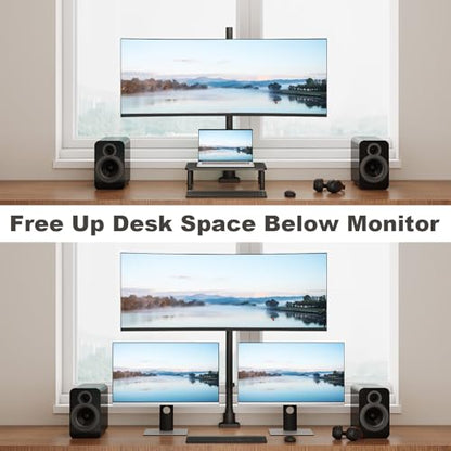 Monitor-Arm Ultrawide Heavy Duty 24-57'' - Extra Tall Aluminum Single Monitor Mount Holds up to 59.4lbs, Adjustable Desk Mount Stand, VESA 75/100 mm, Black - size: Extra Tall