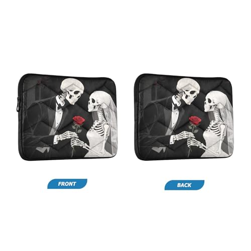 Skeleton Couple Rose Dark Padded Laptop Sleeve Case 13 Inch Soft Quilted Laptop Bag Waterproof Computer Sleeves - color: skeleton couple rose dark, size: Medium