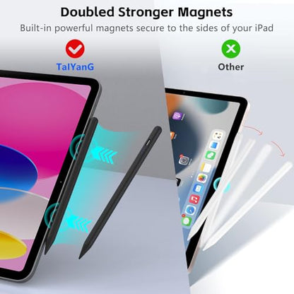 TaIYanG iPad Stylus Pen for iPad 2018-2026, Palm Rejection, Fast Charging | Tilt Sensitivity, for iPad Pencil A16 /10/9/8/7/6, Pro 11/13" (M5/M4),Air M4/M3/M2/5th/4th, Pro 11/12.9", Mini 6/5, Black - color: Black