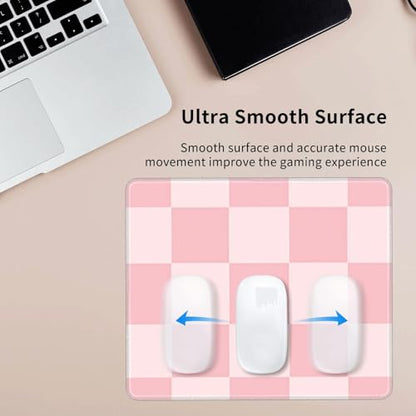 Pink Checkered Patter Gaming Computer Keyboard Cute Mouse Pad with Anti-fray Stitching, Premium-Textured Alfombrilla para Mouse with Non-Slip Rubber Base, 10 x 12 inch - color: Pink Checkered Patter