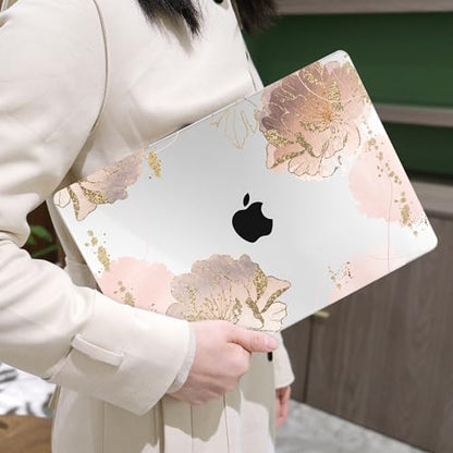 MEEgoodo Case for M5/M4/M3/M2 MacBook Air 15 inch Case 2026 2025 2024 2023, Laptop Shell Fit Model (A3448/A3241/A3114/A2941) for MacBook Air 15.3-inch, Pink Peony Flowers - color: Pink Peony Flowers