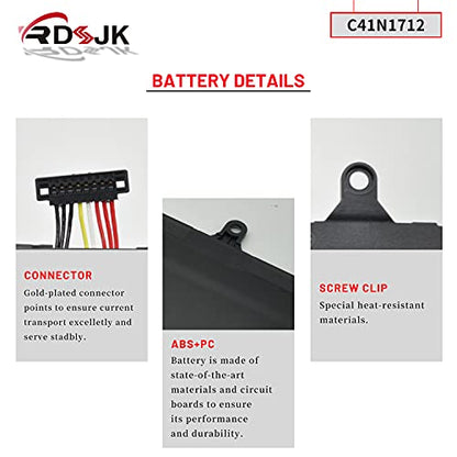 C41N1712 Laptop Battery for Asus ROG Zephyrus GX501 GX501G GX501GI GX501GM GX501GS GX501V GX501VI GX501VS GX501VS-XS71 GX501VSK GX501VIK GX501VI-GZ030T Series 0B200-02380100 0B200-02380200 15.4V 50Wh