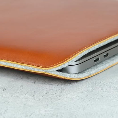Casemade Real Leather Laptop Sleeve for MacBook Pro & Air Fits 13, 14, 15 & 16 Inch - Genuine Full Grain Leather with Soft Wool Lining (15 inch - MacBook Air M2/M3/M4/M5) - color: Tan, size: 15" Air M2-M5