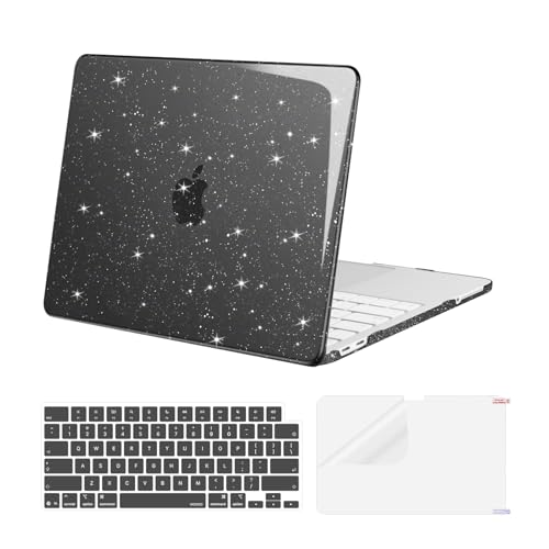 MOSISO Glitter Cover Compatible with MacBook Neo Case 13 inch 2026 Release Model A3404 with A18 Pro Chip, Crack-Resistant Protective Sparkly Hard Shell Case&Keyboard Cover&Screen Film, Black - color: Black