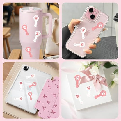 for iPad Case with 10 Sets of 100 Pcs Cute DIY Vinyl Laptop Stickers Tweezers Decals, Waterproof Aesthetic Stickers Suitable for Phone, Water Bottles, Cups, Suitcases, Anywhere-Cat Paw - color: Cat Paw
