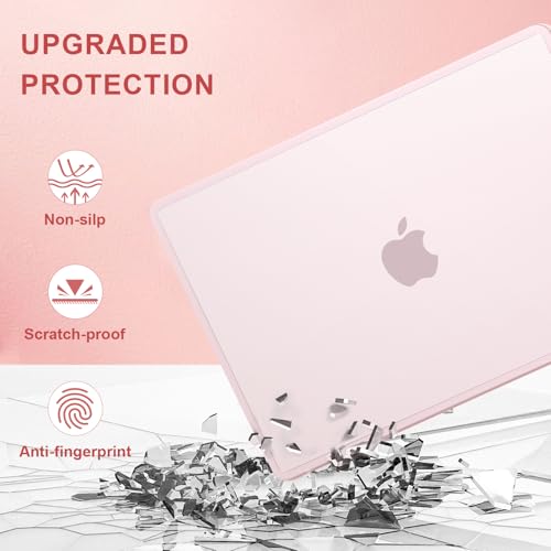 AKIT Compatible with MacBook Air 13 Inch Case M5 2026 2025-2022 M4 M3 M2 A3449 A3240 A3449 A3113 A2681, [Anti-Cracking] Hard Shell Case&Keyboard Cover&Screen Protector for MacBook Air 13.6 Inch, Pink - color: Pink