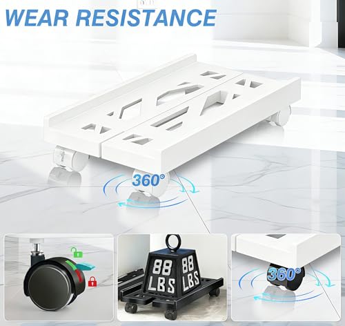 Computer Tower Stand, Adjustable Mobile CPU Stand with 4 Rolling Caster Wheels, PC Tower Stand Fits Most PC Under Desk-White - color: White