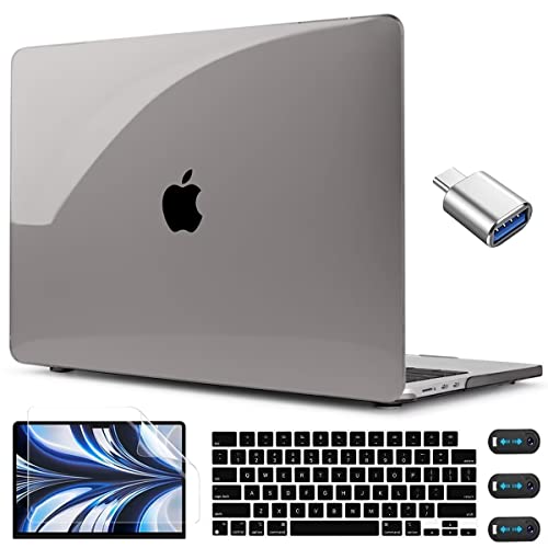CISSOOK Compatible with MacBook Air 13 inch Case A3449 A3240 A3113 A2681 | 2026 2025 2024 2023 2022, 5in1 Set Hard Shell Case Keyboard Cover for MacBook Air 13.6 inch M2 M3 M4 M5, Crystal Gray - color: Air13.6inch-Crystal Gray
