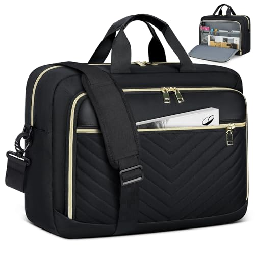 NEWHEY Laptop Bag 17.3 Inch Laptop Briefcase for Women Men Waterproof Shoulder Messenger Bag Large Computer Bag for Business Office Work College, V Thread Black - color: V Thread Black, size: 17 inch