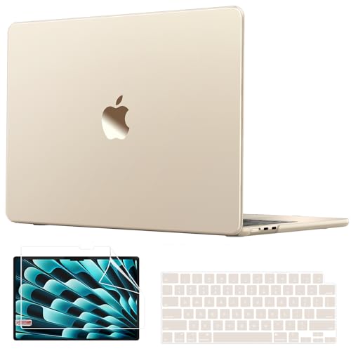 AKIT Compatible with 2026 2025-2022 MacBook Air 13 inch Case, [100% Official Color] Sturdy Mac Air 13.6" M5 M4 M3 M2 A3449 A3240 A3113 A2681 Hard Shell + Keyboard & Screen Cover, Starlight Clear - color: Official Starlight