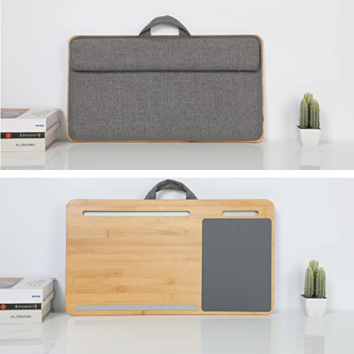 SUMISKY Laptop Lap Desk with Cushion Protable LapDesk with Handle Tablet Support Phone Holder and Mouse Pad Oversized Bamboo Laptop Stand for Sofa Fits Up to 17 Inches - size: L(21.3"x11.8")
