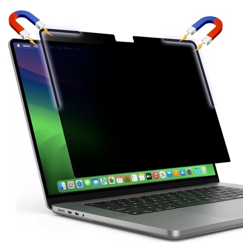 Removable Magnetic Privacy Screen for MacBook Pro 14.2", M1-M5 | L-Shaped Magnetic Strips Prevent Sliding & Sagging | Anti-Spy Filter | Lid Closes Fully | Anti-Glare & Blue Light Blocking - size: MacBook Pro 14.2" (2021-2026, M1-M5, Pro, Max)