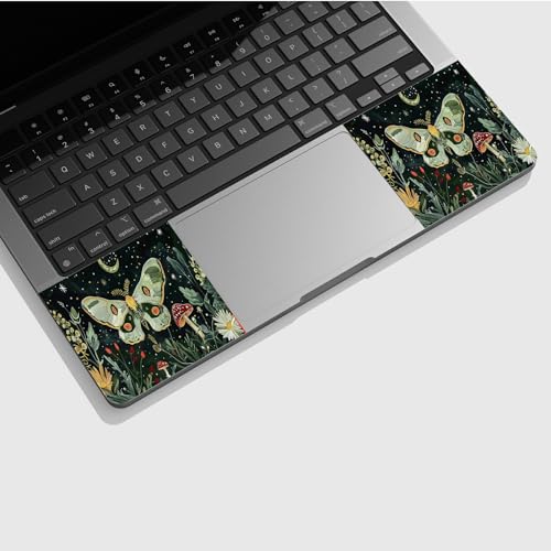 Universal Laptop Skin Sticker with 2 Wrist Pad Skins, Waterproof Scratch Resistant Vinyl Laptop Cover Decal, Cut to Fit for 11–15.6 Inch MacBook HP Dell Lenovo, Moth Butterfly Moon - color: Moth Butterfly Moon