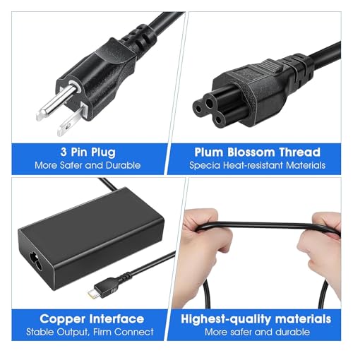 100W USB C Laptop Charger, GaN Fast Type-C Power Adapter Compatible with Lenovo ThinkPad X1 Carbon, Legion Slim 5, ThinkBook 14+ 16+, Yoga Pro 7, IdeaPad 5