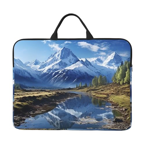 14 Inch Laptop Sleeve Case Waterproof Lightweight Laptop Case BagsSnowy Mountains Travel Laptop Bag With Handle For Women Men