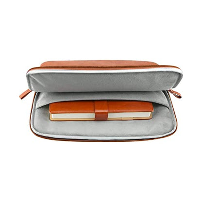 MOSISO Laptop Sleeve Bag 13.3 inch PU Leather Padded Bag Waterproof Case | Compatible with MacBook Air/Pro, 13-13.3 inch Notebook, Compatible with MacBook Pro 14 2026-2021 M5 M4 M3 M2 M1, Brown - color: Brown, size: 13.3 inch