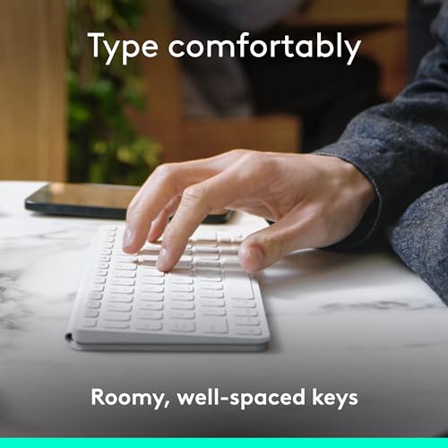 Logitech Keys-to-Go 2 Portable Bluetooth Keyboard - Pale Grey | Built-in cover, slim and compact, for tablet, Windows, Android, Linux, iPad, iPhone, Mac, Apple TV - color: Pale Gray, style: Keys-To-Go 2