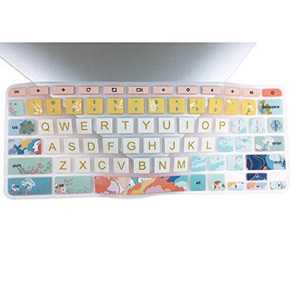 Silicon Keyboard Cover for 11.6" Lenovo Chromebook C330 C340, Flex 11, 100e 300e 500e N20 N21 N22 N23, 14" N42 N42-20, Little Flower - color: Little Flower