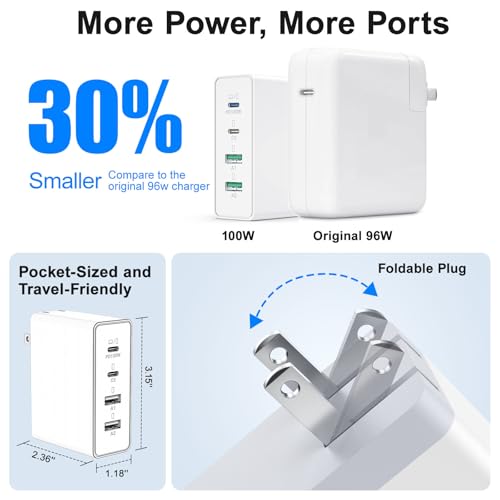 140W USB C Charger Block, 4-Port GaN Multi-Device Fast Charger Adapter | Fast Charging Block with Foldable Plug,Type C Wall Charger Power Adapter for MacBook Air/Pro,iPad, iPhone 17/16 Series,Galaxy