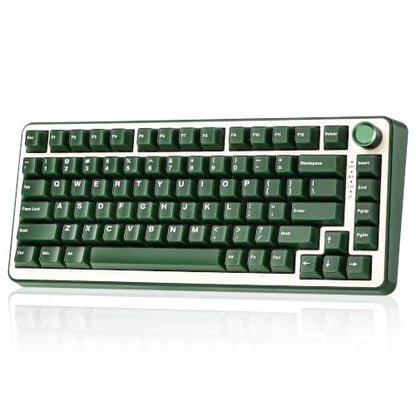 YUNZII B75 PRO Wireless Mechanical Gaming Keyboard | Custom 75% Layout with Knob,Gasket Mount,Hot Swap,Creamy Pre-lubed Switch,BT/USB-C/2.4G (Olive Green, Cocoa Cream V2 Switch) - color: Olive Green, size: Cocoa Cream V2 Switch