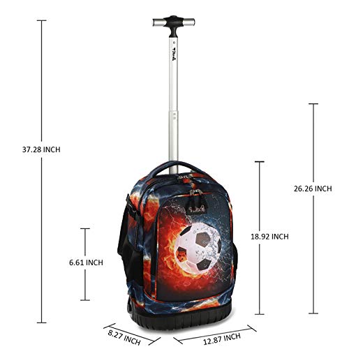 Tilami Rolling Backpack 19 inch with Lunch Bag Wheeled Laptop Backpack (Football) - color: Football