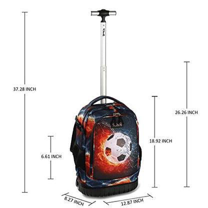 Tilami Rolling Backpack 19 inch with Lunch Bag Wheeled Laptop Backpack (Football) - color: Football