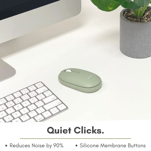 Macally Wireless Bluetooth Mouse - Quiet, Comfortable, Rechargeable for MacBook Air/Pro, Mac, iMac, Apple iPad - Wireless Mouse for Laptop, Windows PC Desktop - color: Green