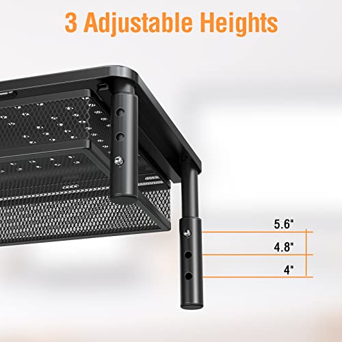 ELIVED 2 Pack Monitor Stand Riser with Metal Drawer, 3 Height Adjustable | with Larger Storage Space for Home and Office Supplies, Metal Desktop Stand for Laptop Computer Printer PC iMac
