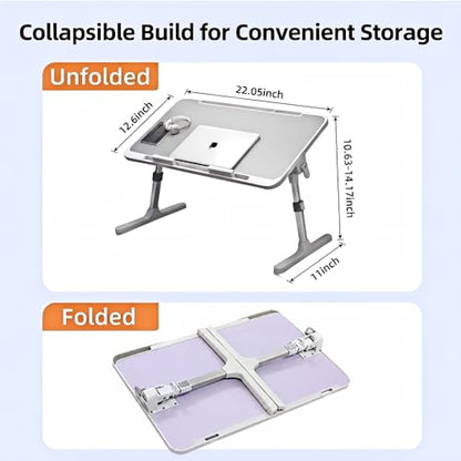 Large Car Seat Tray Table, 22.5"×12.6" Foldable Travel Table in Car, Height Adjustable Lap Bed Desk for Laptop, Rear Seat Eating Writing Tray with Slot, Car Travel Essentials for Long Trips, Grey