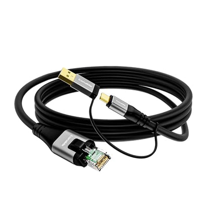 USB to Ethernet Cable 6 FT, USB-C & USB-A Port Two in One, USB C to RJ45 Network Cord, Gigabit, Directly Connected, Thunderbolt 4/3 Compatible with PCs, Laptops, Tablets, Smartphones- Not for Charging - size: 6 FT