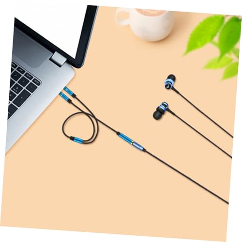 OSALADI 2PCS Headphone Splitter Cable and Microphone Connector for Desktop and Laptop Computer Accessory Practical Y Splitter Wire for Smartphone Headset Separation and Black