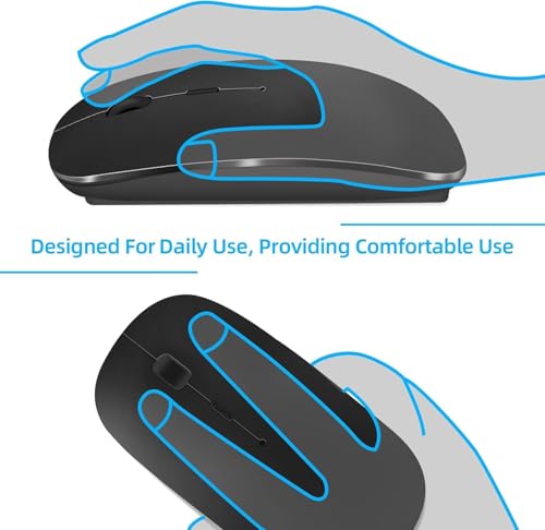 Rechargeable Bluetooth Mouse for Laptop,Wireless Mouse for MacBook air/mac/MacBook pro,Mouse jiggler Bluetooth 5.2/3.0 and 2.4GHz USB Type-C