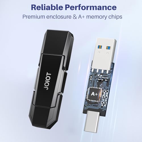 JOIOT USB C Flash Drive 256GB Up to 450MB/s Dual Type-C & USB-A USB 3.2 Solid State Drive USB-C Thumb Drive Compatible with iPhone 15/16/17 Series Smartphone Tablet Laptop Car Smart TV Game Console - size: 256GB (USB 3.2), style: 1 Pack