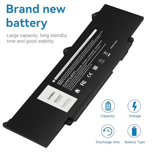 Futurebatt R73TC DR02P Battery Replacement for Dell Latitude 5540 5550 3340 3440 3450 3540 Precision 3590 3580 3480 3490 Series 2X1V9 GTG7N GRWKG KDM9P - size: R73TC 11.97×4.33×1.18 in