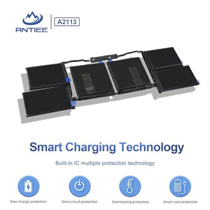 ANTIEE A2141 Battery Replacement, A2113 Battery for MacBook Pro 16 Inch A2141, Release 20192020, EMC 3347, MVVL2 MVVL2LL/A MVVM2 MVVM2LL/A MVVK2 MVVK2LL/A MVVJ2 MVVJ2LL/A 11.36V 99.8Wh 8790mAh - size: 14*6*0.2inch A2141
