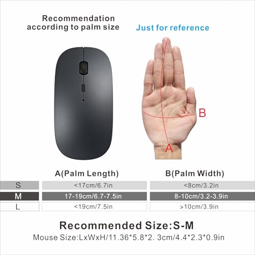 HOTDREAM Bluetooth Wireless Rechargeable Mouse for MacBook Pro/Air/iPad Air/iPad Pro/Laptop/Tablet/iPhone/PC, Bluetooth 5.2/3.0 and 2.4GHz Dual Mode Mouse (Gray) - color: Gray