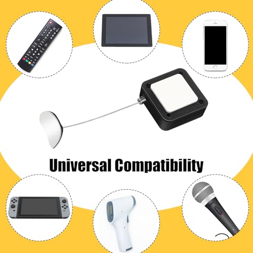 9 Pcs 6.5 ft Retractable Security Cable Lock with Double Sided Adhesive and Screws TV Remote Control Tether Cord Leash Anti Lost Rope Security Lanyard Lock for TV Tablets Showroom