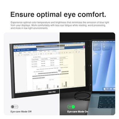 Trio 3 Pro 14.1" Mobile Pixels Portable Laptop Monitor(2026 Version), 1400p QHD Triple Monitor with Built-in Kickstand, One USB-C Cable Setup Laptop Screen Extender(Optional Magnets), Windows/macOS