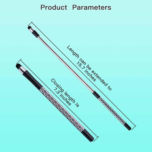Extra Long Telescopic Stylus Pen for Touch Screens – Retractable Extendable Stylus with Precision Flocking Tip, Universal Compatibility with iPad/iPhone/Android, Lightweight & Durable (Black) - color: Black