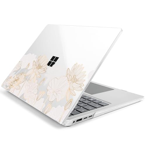 Batianda Artistic Case for Microsoft Surface Laptop 15 inch, Golden Lotus | Fits Surface Laptop for Business 8th Edition 2026 & Surface Laptop 7 2024, 4-in-1 Accessories Bundle, Slim Durable Hard Shell - color: Gold Lotus