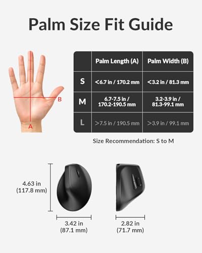 Keychron M5 8K Vertical Ergonomic Mouse Wireless, 2.4 GHz/Bluetooth 5.3/Wired Computer Mice Rechargeable, 5 Levels Up to 30K DPI with Programmable Buttons for Laptop macOS/Windows - Black - size: PixArt 3950 (8K Polling Rate)