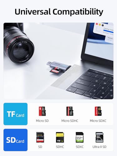 llano Micro SD Card Reader, 2 in 1 SD 3.0 Card Reader 5Gbps Photographers | USB-C Dual Slots Plug & Play Portable for MicroSD, SDHC, SDXC, iPhone 17/16/15, MacBook, iPad, Android, Computer