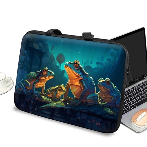 Universal Laptop Case Sleeve 10 inch with Handle and Zipper, Kids Tablet Carrying Case Messenger Bag Portable Tote Bag for 7-10 inch iPad/Notebook/eBook/Readers, Fantasy Green Frog - color: Fantasy Green Frog, size: 10 inch