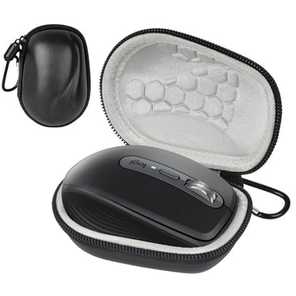 Comecase Compact Mouse Case for Logitech MX Anywhere 3S/3/2S/2 | Hard Shell Storage, Raised Inner Dots, Accessory Groove, Carabiner, Travel and Business Use, Inside Grey, Bag Only, - color: Black+Inside Grey