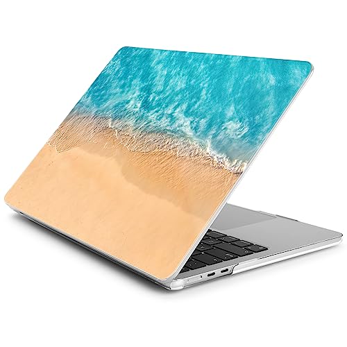 Batianda Case for MacBook Air 15" with M5 M4 M3 M2 Chip, Turquoise Shore | 4-in-1 Set with Turquoise Beach Aerial Design,Lightweight Slim Hard Shell Protection For Vacation Lovers and Coastal Dreamers - color: Beach